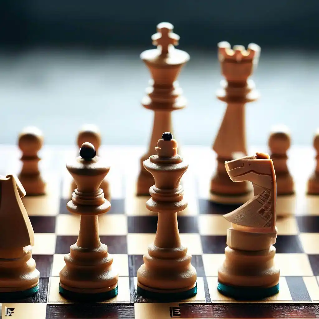 Uma imagem de um tabuleiro de xadrez com peças representando diferentes membros da família (rei, rainha, bispo, torre, etc.) em lados opostos, indicando estratégia, conflito e disputa dentro da estrutura da holding.